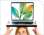 Young woman holding a laptop computer showing the Creative Suite logo on top of her head Education pricing